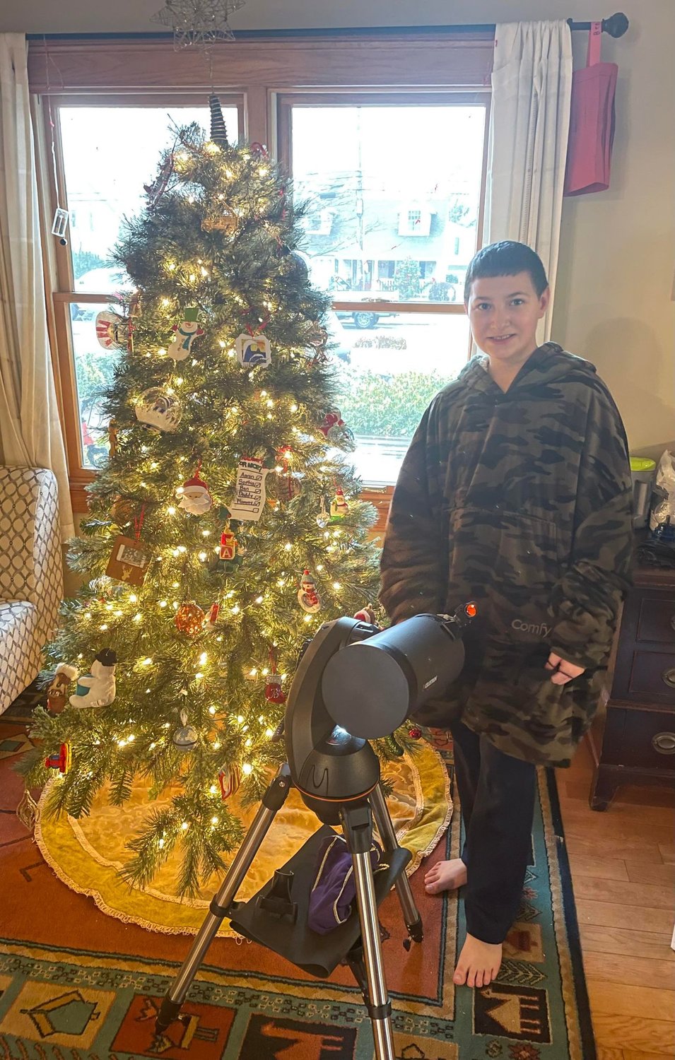 Benjamin McInnes, age 11, Bayport 
“Tracking Santa on the Santa tracker app and opening up the presents on Christmas morning.”